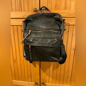 Elegant Black Backpack with Gold Accents